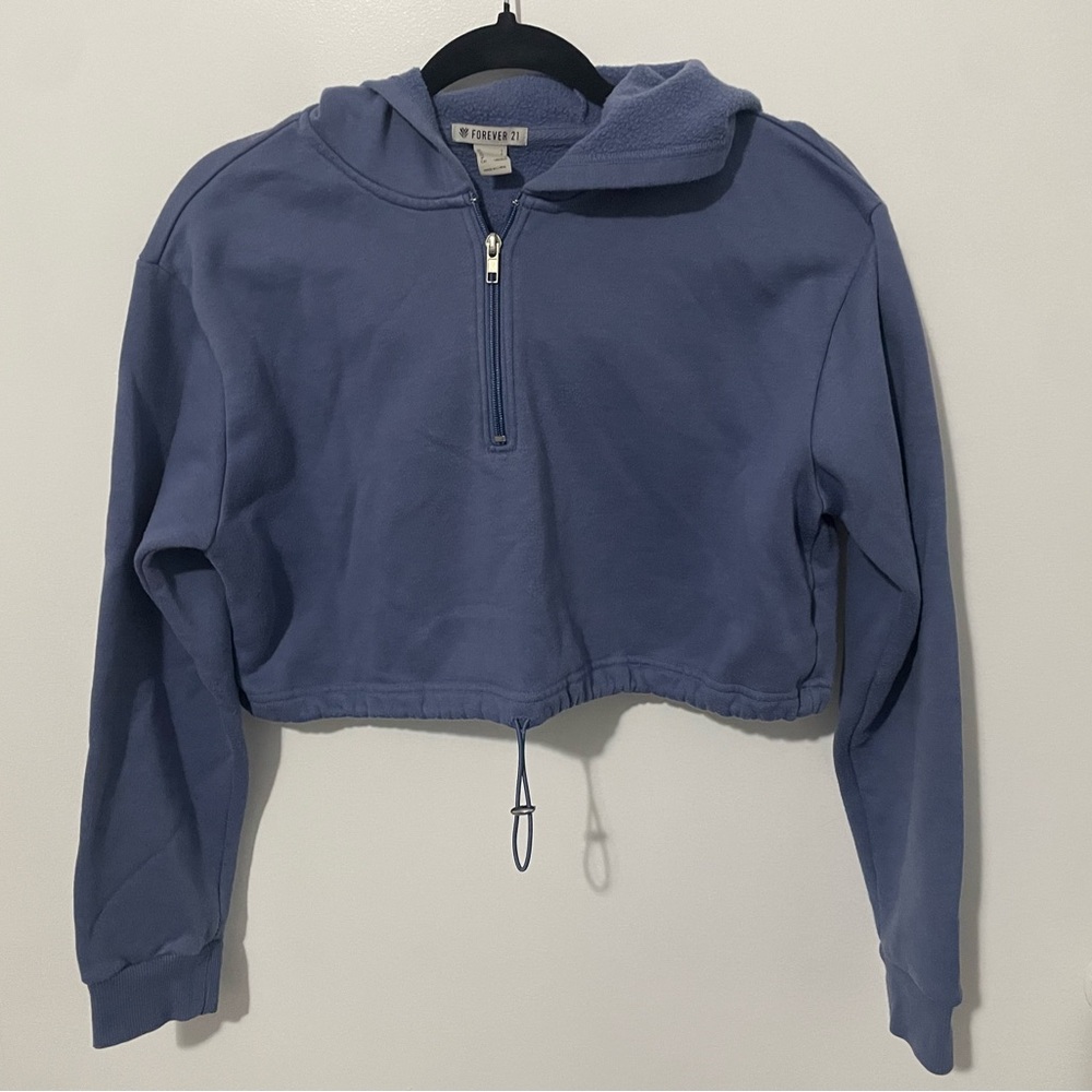 Forever 21 Blue Cropped Hoodie